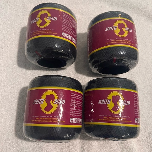 South Maid Cotton Mercerized Color 12 Black 350 Yarn Crochet Lot Of 4. - Picture 1 of 6